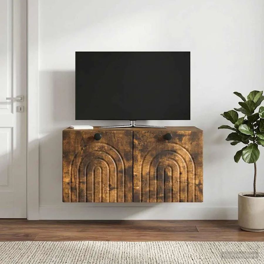 Meuble TV mural Chêne fumé 59,5 x 41 x 30 cm Bois d'ingénierie
