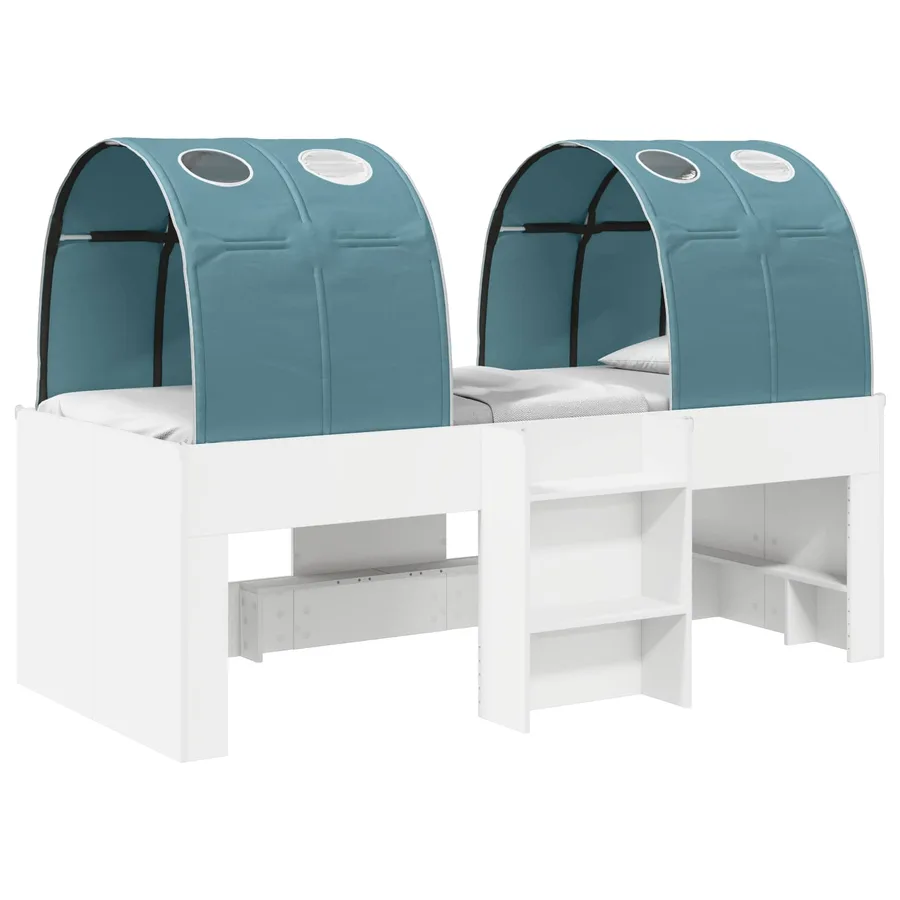 Lit Haut pour Enfants avec Tunnel 3 pc Blanc et bleu clair - 2