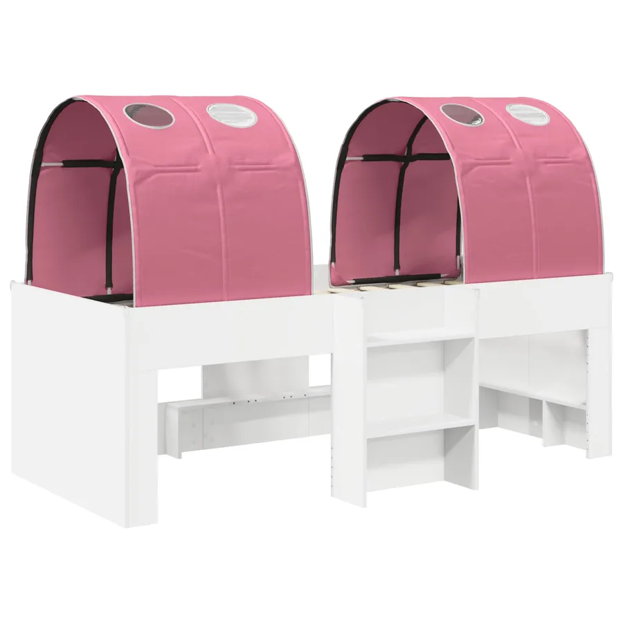 Lit Haut pour Enfants avec Tunnel 3 pc Blanc et rose - 3