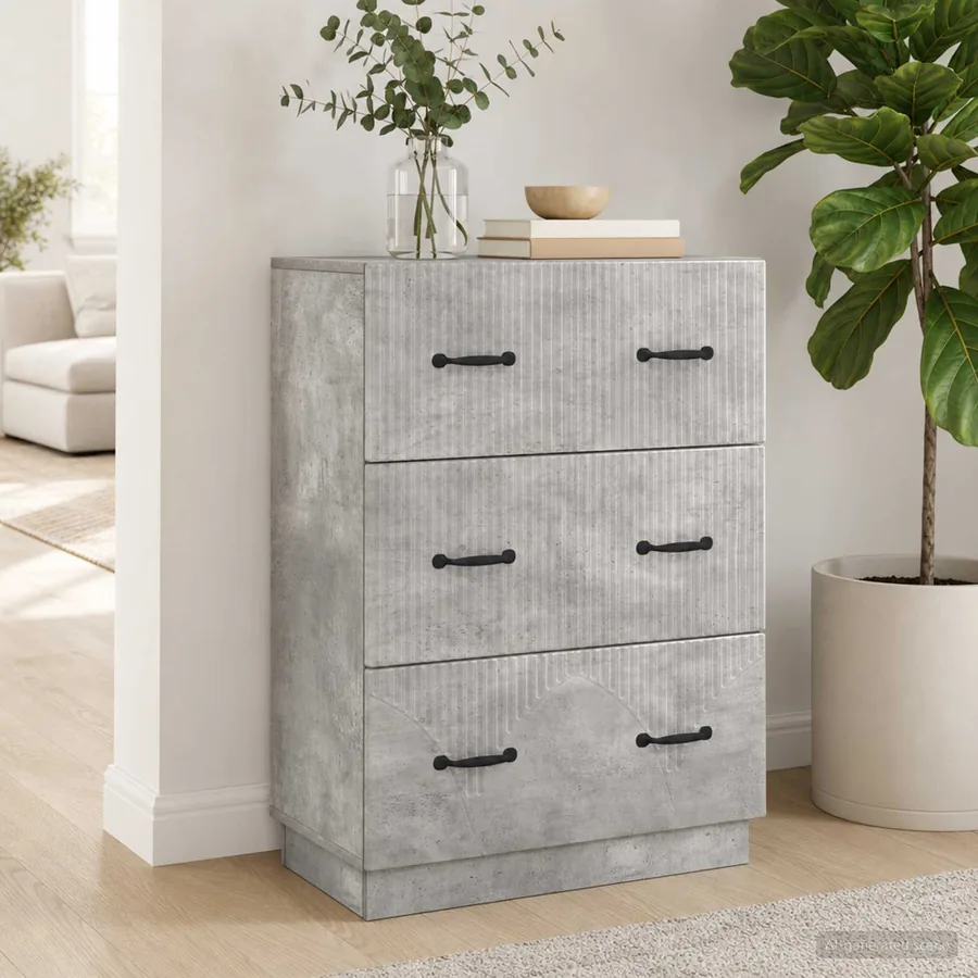 Armoire à tiroirs Gris béton 66 x 34,5 x 87 cm