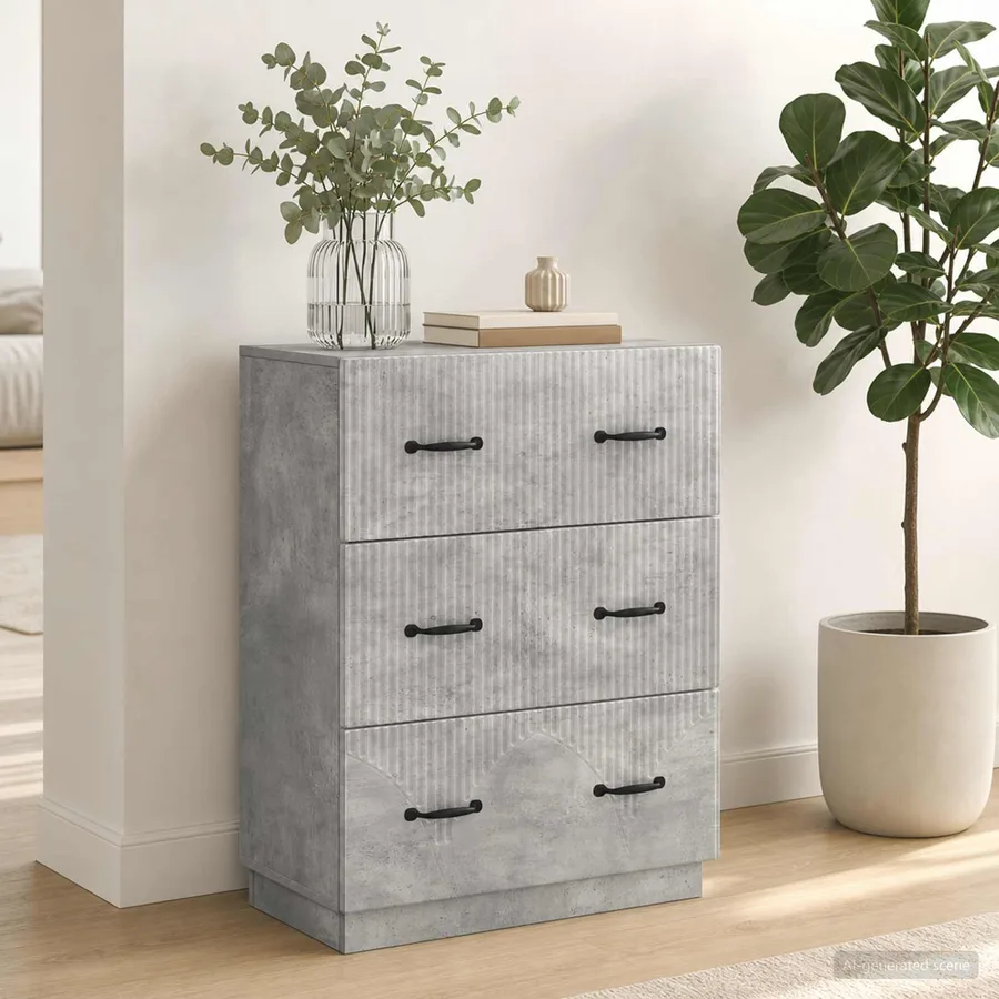 Armoire à tiroirs Gris béton 66 x 34,5 x 87 cm - 4