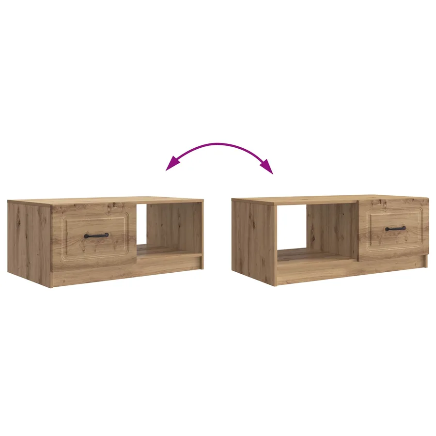 Table basse Chêne artisanal 90 x 50 x 37 cm Bois d'ingénierie - 8