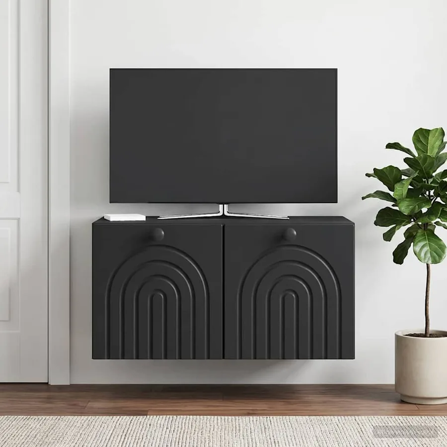 Meuble TV mural Noir 59,5 x 41 x 30 cm Bois d'ingénierie