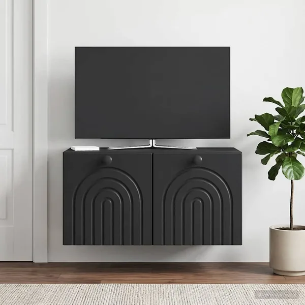 Meuble TV mural Noir 59,5 x 41 x 30 cm Bois d'ingénierie