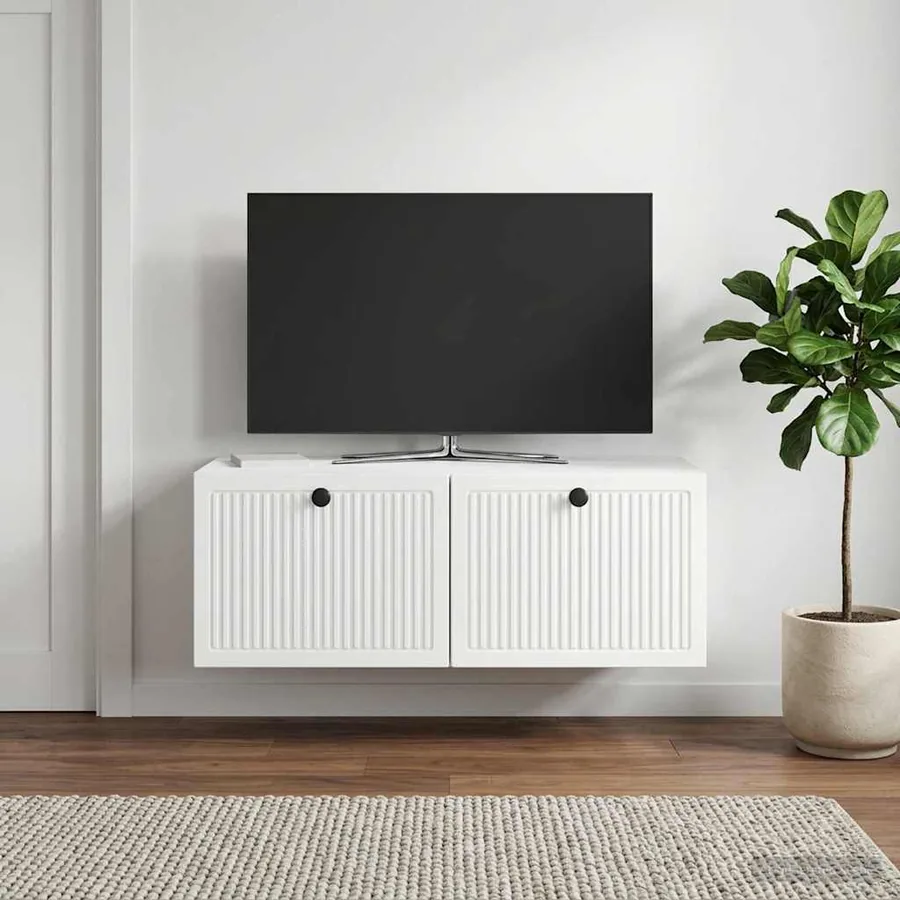 Meuble TV mural Montage mural Blanc brillant 78,5 x 41 x 30 cm