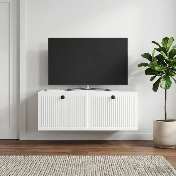 Meuble TV mural Montage mural Blanc brillant 78,5 x 41 x 30 cm