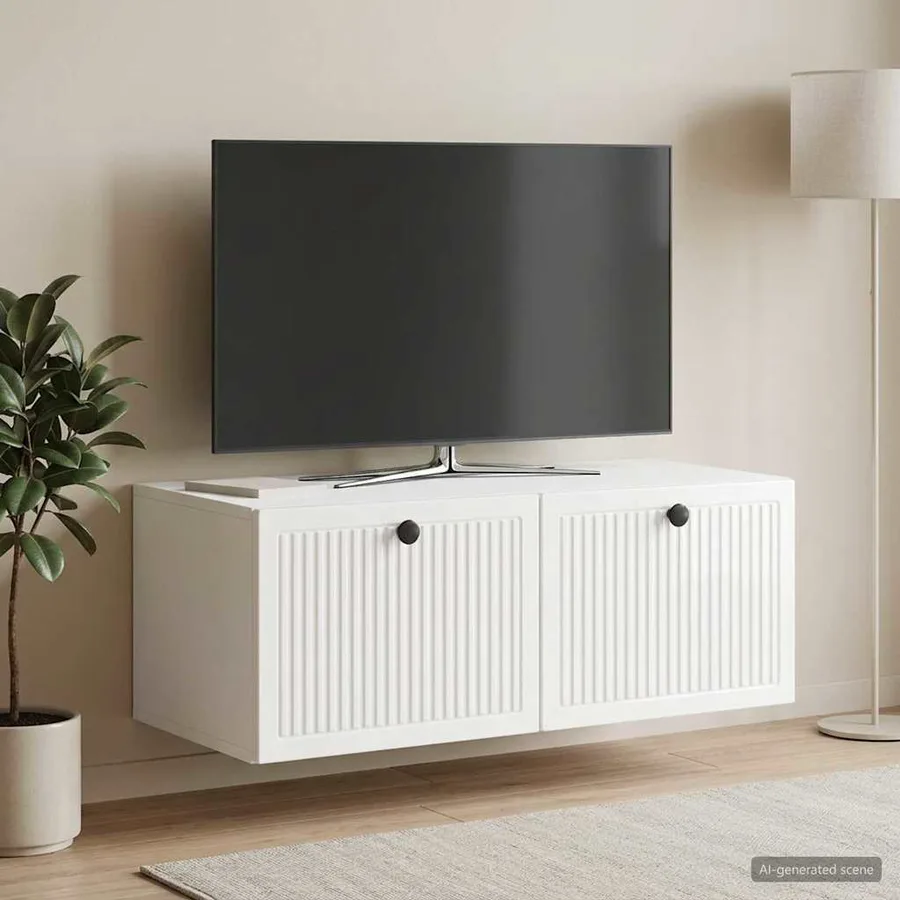 Meuble TV mural Montage mural Blanc brillant 78,5 x 41 x 30 cm - 4