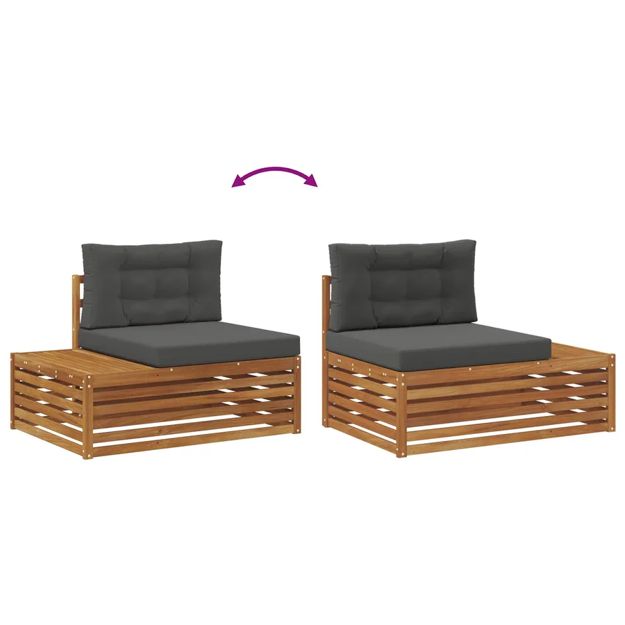 Ensemble de canapés d'extérieur Naturel et Anthracite - 7
