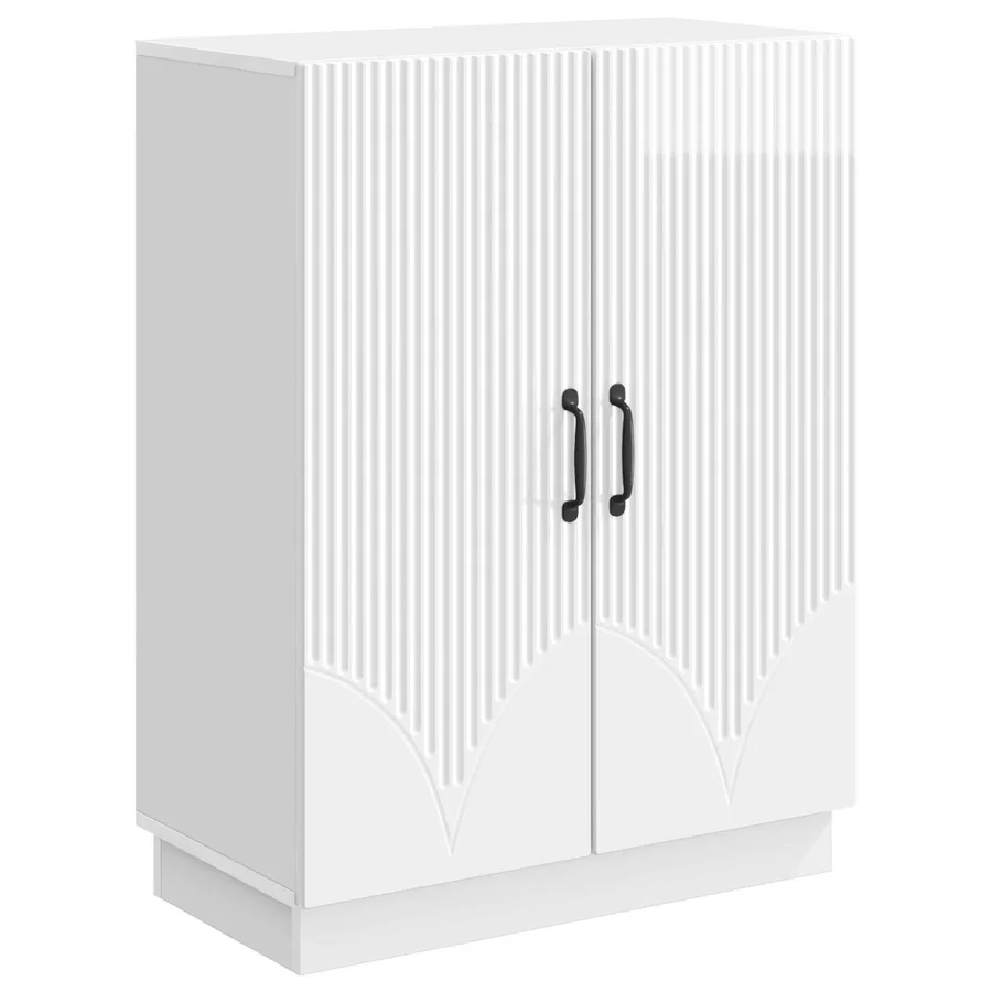 Buffet Blanc brillant 66 x 34,5 x 87 cm Bois d'ingénierie - 2