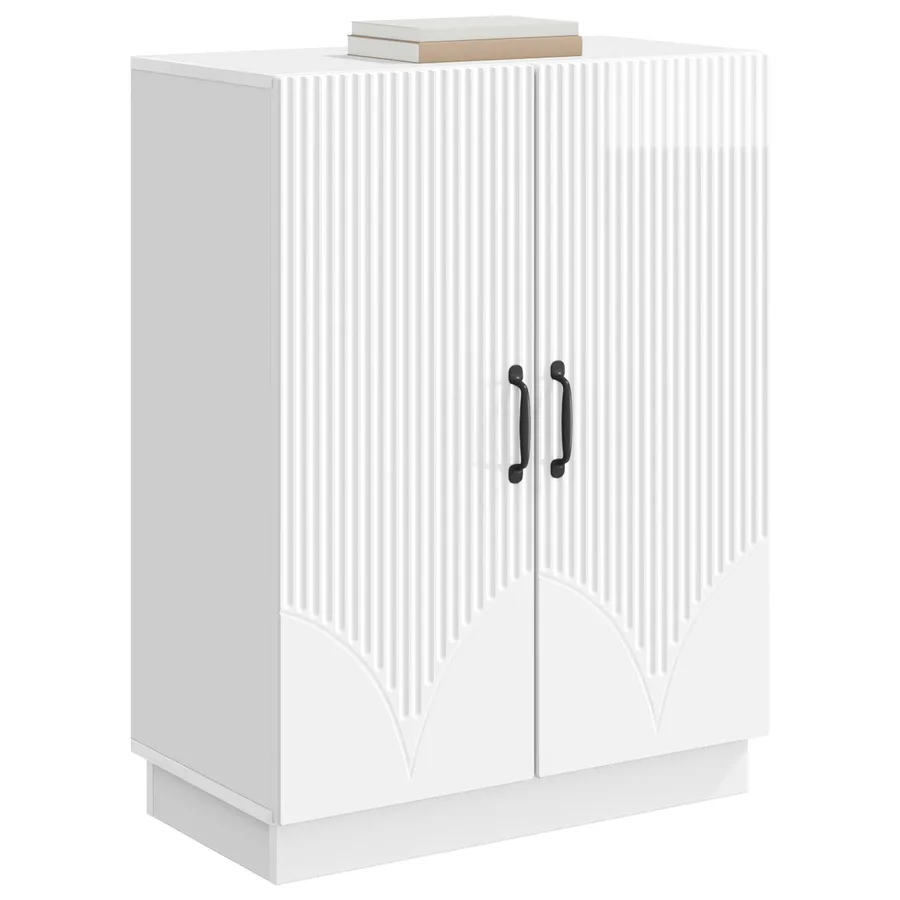 Buffet Blanc brillant 66 x 34,5 x 87 cm Bois d'ingénierie - 3
