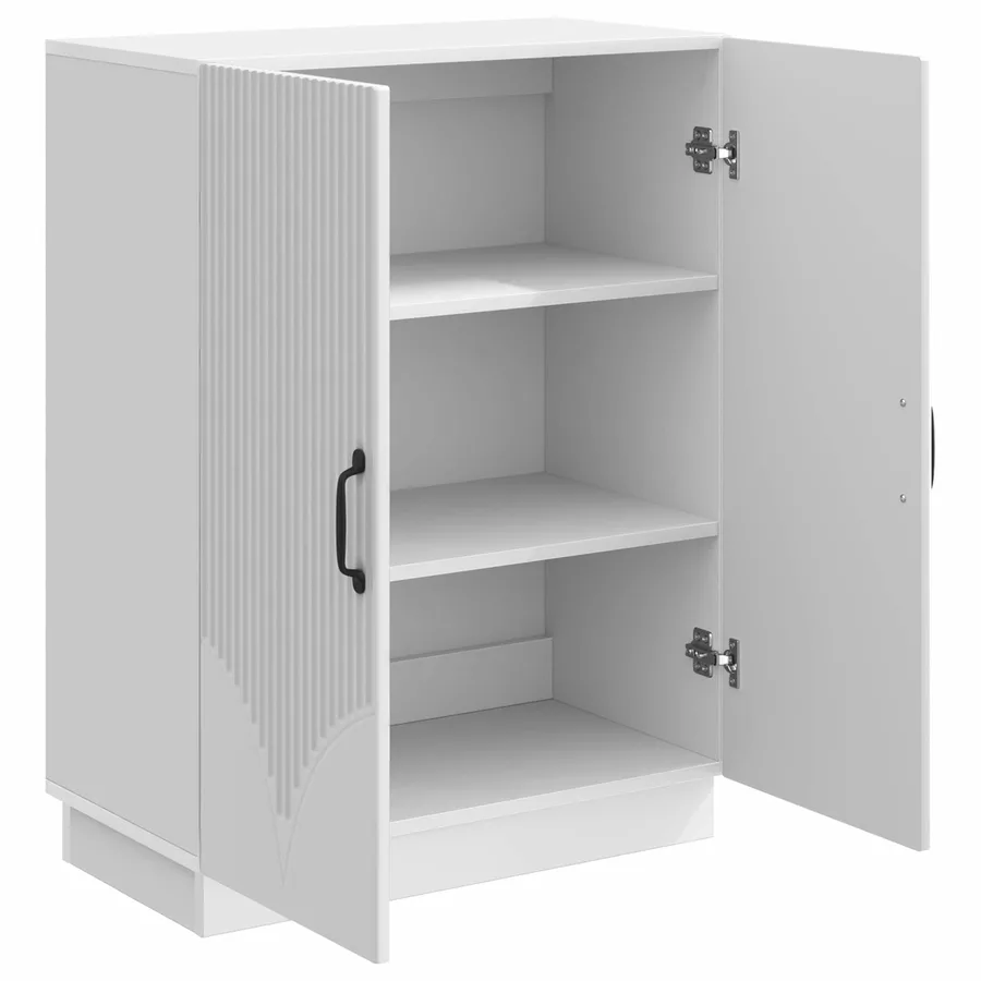 Buffet Blanc brillant 66 x 34,5 x 87 cm Bois d'ingénierie - 5