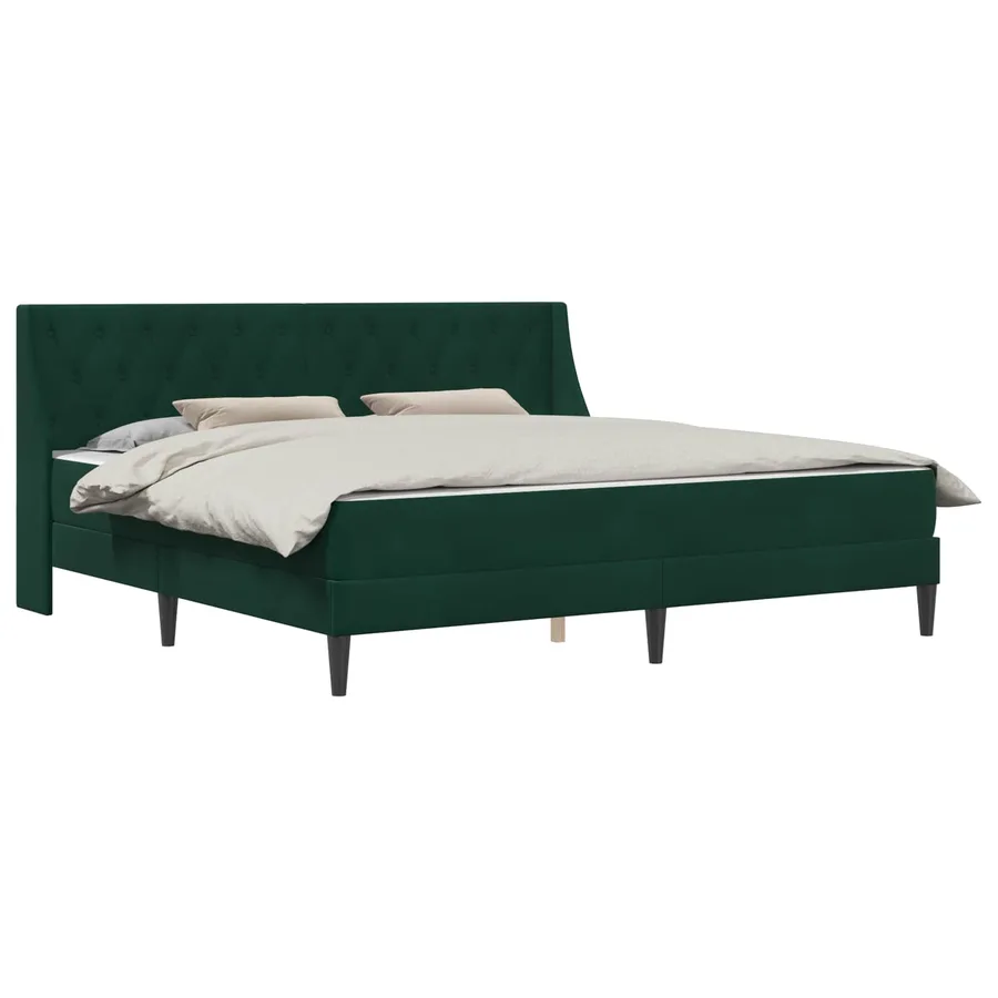 Cadre de lit avec matelas Vert foncé 200 x 200 cm Velours - 2