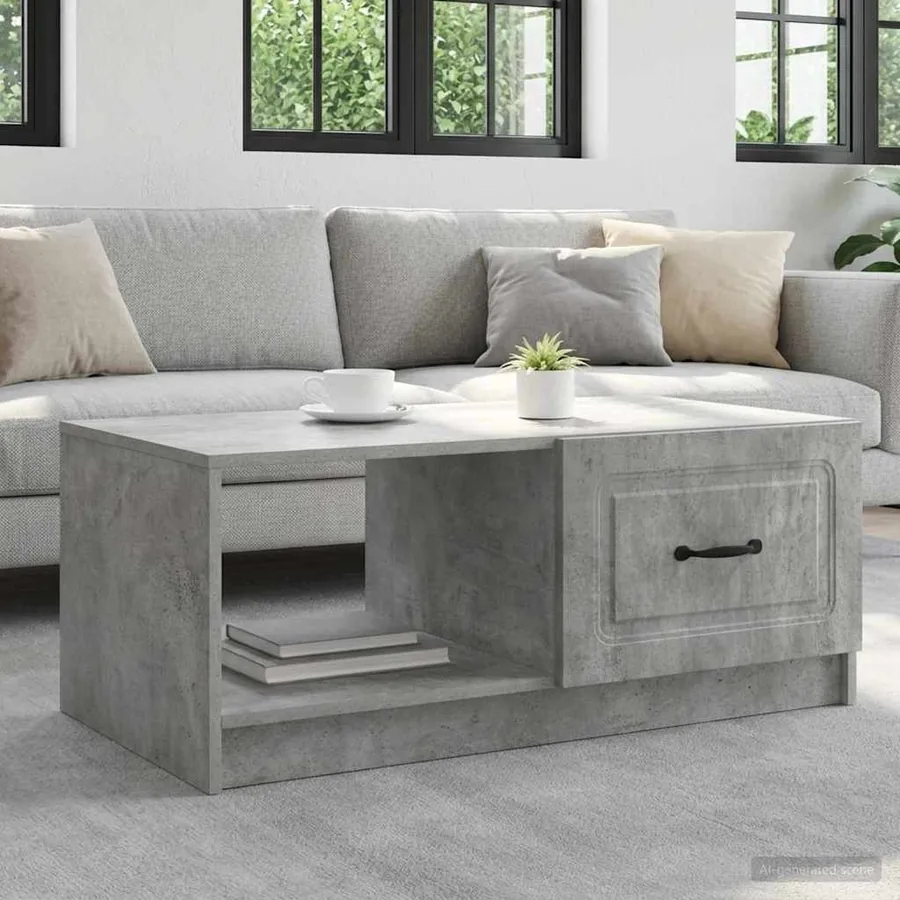 Table basse Gris béton 90 x 50 x 37 cm Bois d'ingénierie