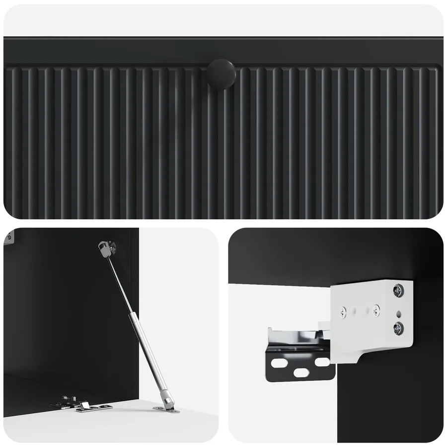 Meuble TV mural Noir 98 x 41 x 30 cm Bois d'ingénierie - 9