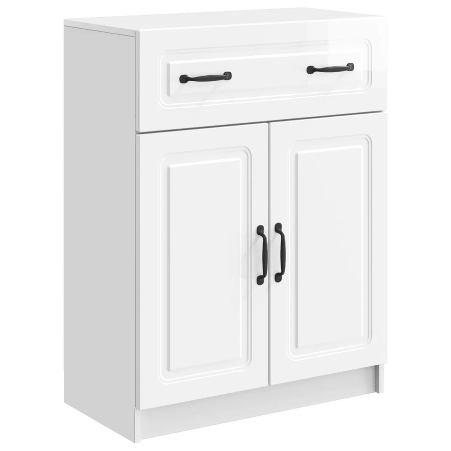 Buffet Blanc brillant 66 x 34,5 x 87 cm Bois d'ingénierie - 2