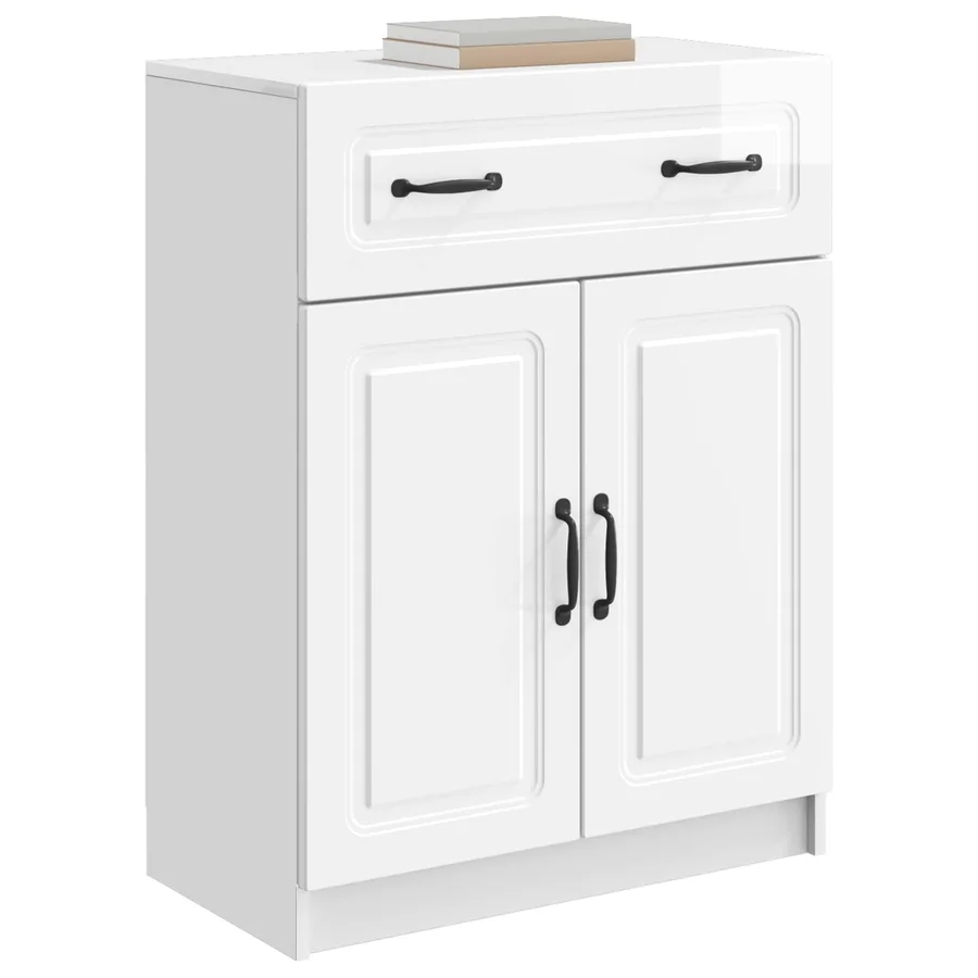 Buffet Blanc brillant 66 x 34,5 x 87 cm Bois d'ingénierie - 3