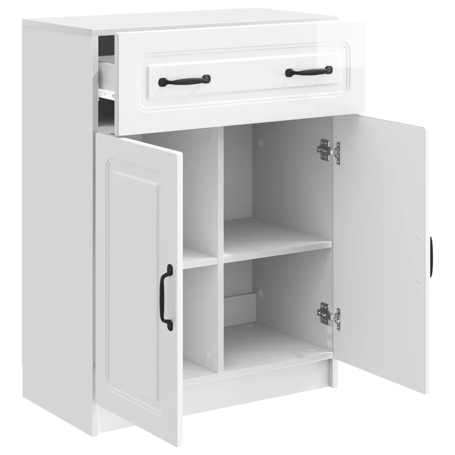 Buffet Blanc brillant 66 x 34,5 x 87 cm Bois d'ingénierie - 5