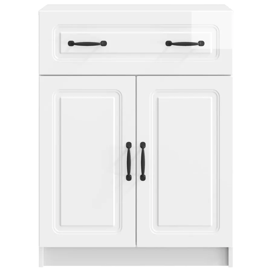 Buffet Blanc brillant 66 x 34,5 x 87 cm Bois d'ingénierie - 6