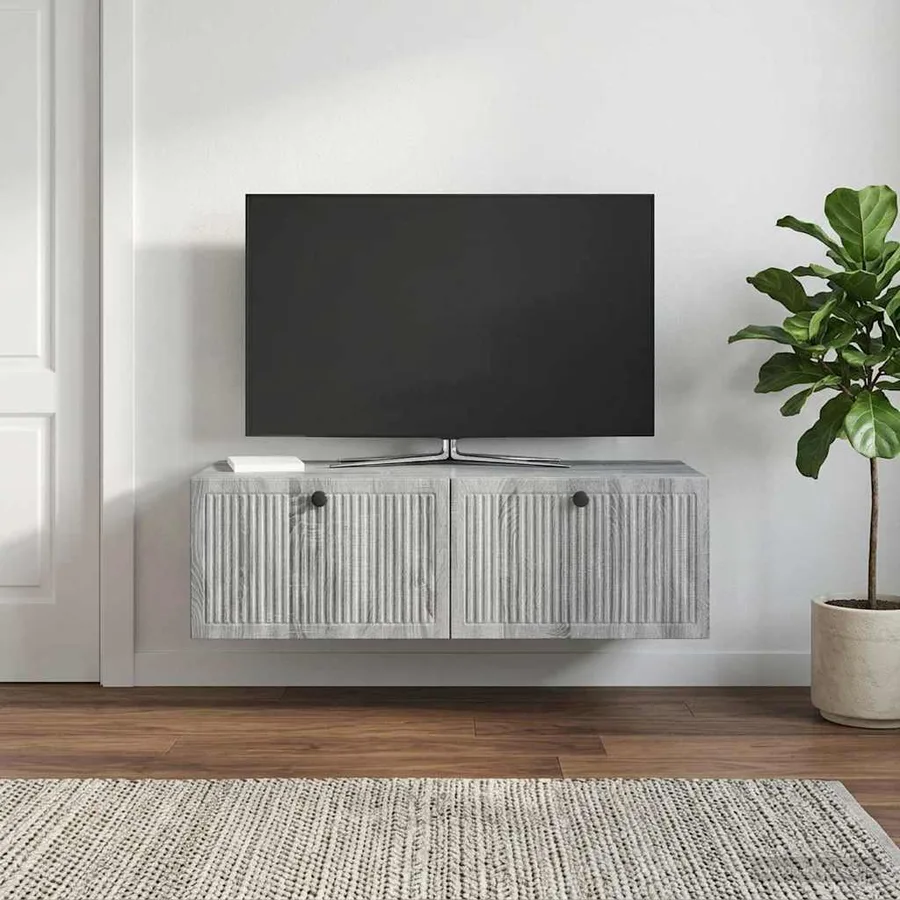 Meuble TV mural Sonoma gris 98 x 41 x 30 cm Bois d'ingénierie - 4