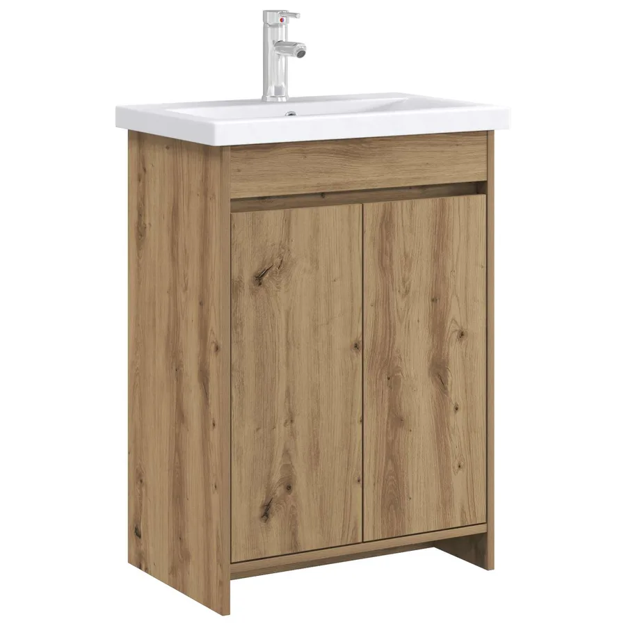Meuble sous lavabo de salle de bain Chêne artisanal - 3