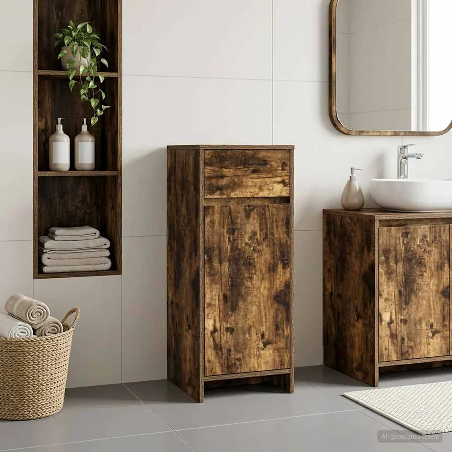 Armoire de salle de bain Chêne fumé 35 x 36,5 x 85 cm