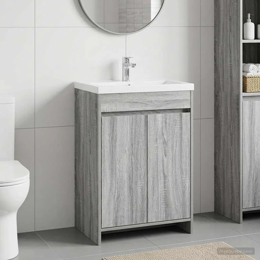 Meuble sous lavabo de salle de bain Sonoma gris