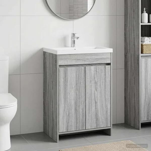Meuble sous lavabo de salle de bain Sonoma gris