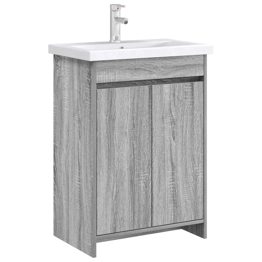 Meuble sous lavabo de salle de bain Sonoma gris - 3