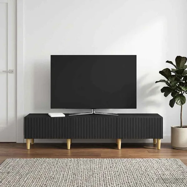 Meuble TV avec tiroir Noir 147 x 34,5 x 30 cm Bois d'ingénierie