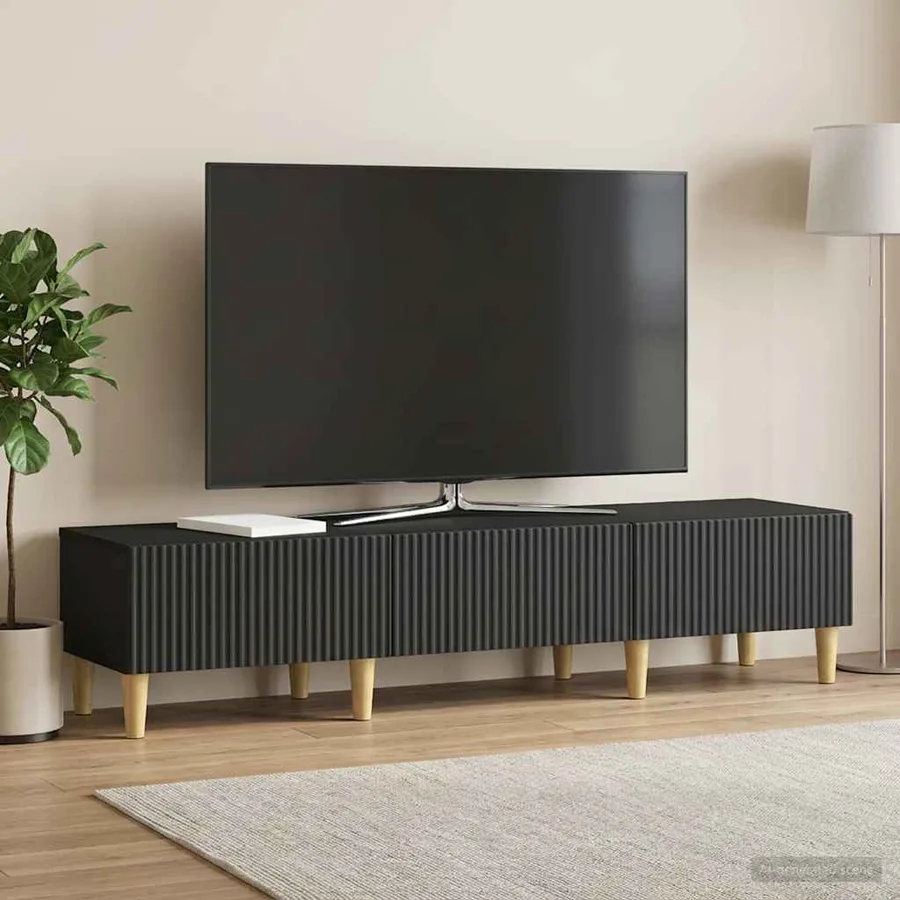 Meuble TV avec tiroir Noir 147 x 34,5 x 30 cm Bois d'ingénierie - 4