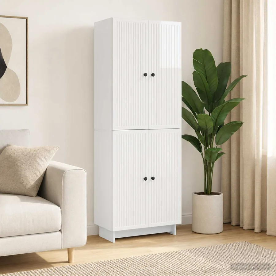 Ensemble de Meubles 2 pcs Blanc brillant 66 x 34,5 x 90 cm