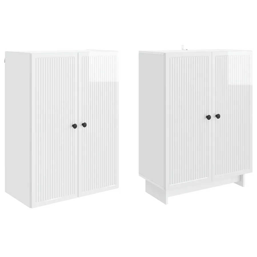 Ensemble de Meubles 2 pcs Blanc brillant 66 x 34,5 x 90 cm - 4