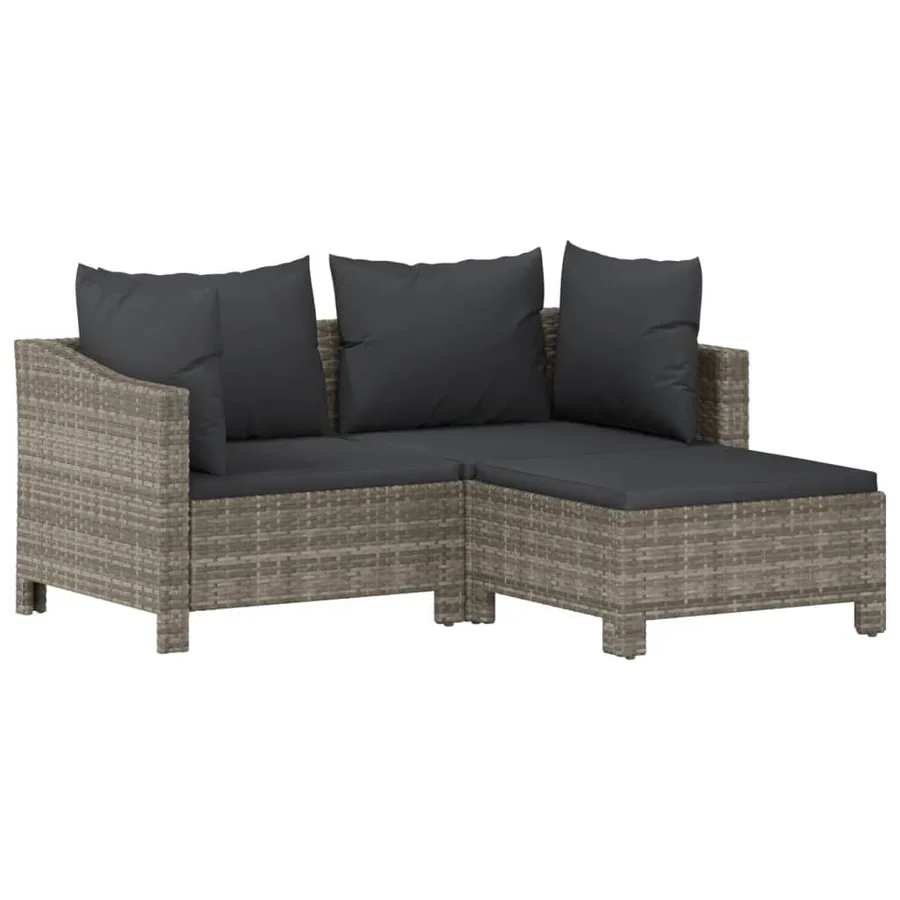 Salon de jardin 6 pcs avec coussins Gris Résine tressée - 5