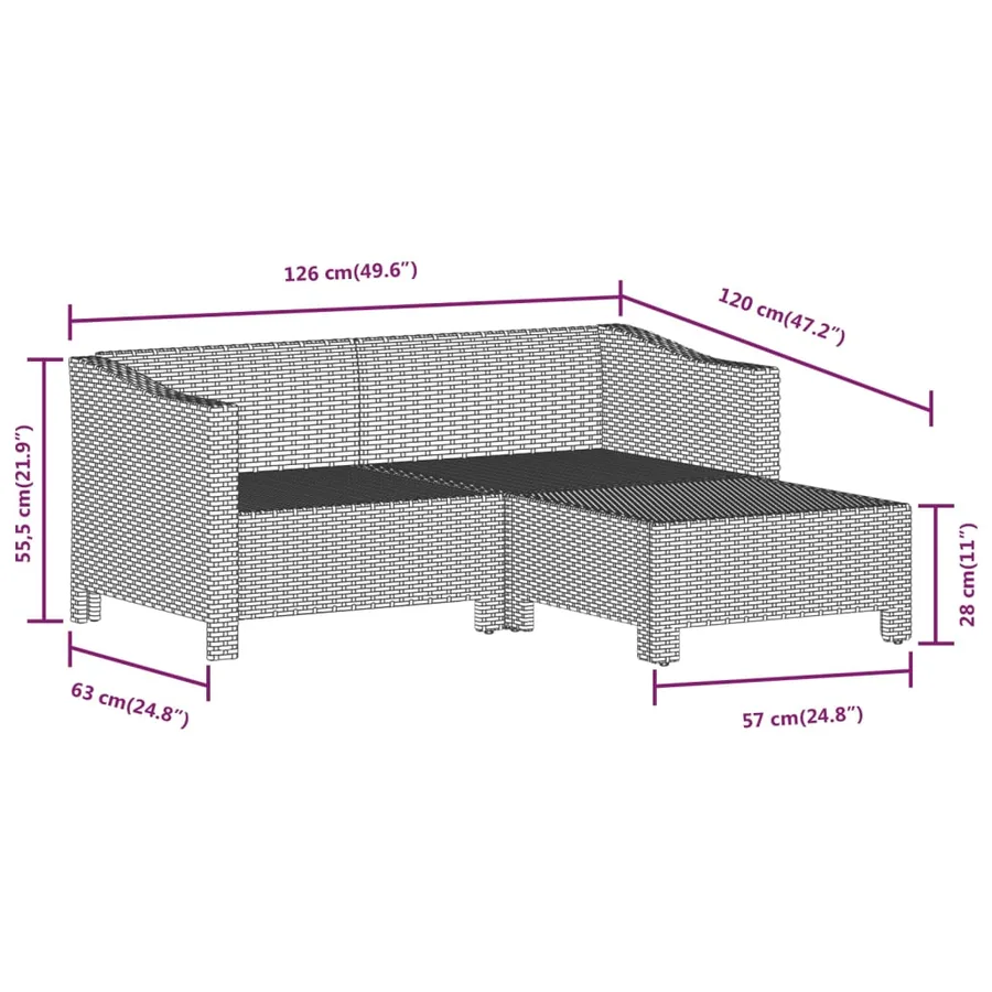 Salon de jardin 6 pcs avec coussins Gris Résine tressée - 8