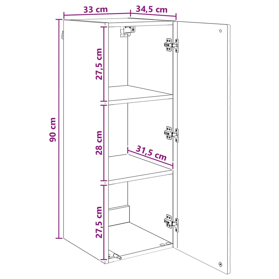 Armoire Murale Blanc brillant 33 x 34,5 x 90 cm - 9