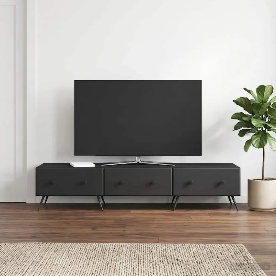Meuble TV avec tiroir Noir 147 x 34,5 x 30 cm Bois d'ingénierie
