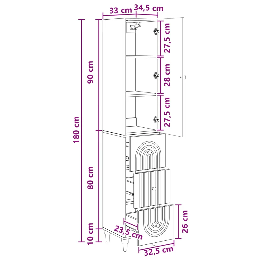 Ensemble de Meubles 2 pcs 33 x 34,5 x 90 cm Bois d'ingénierie - 11