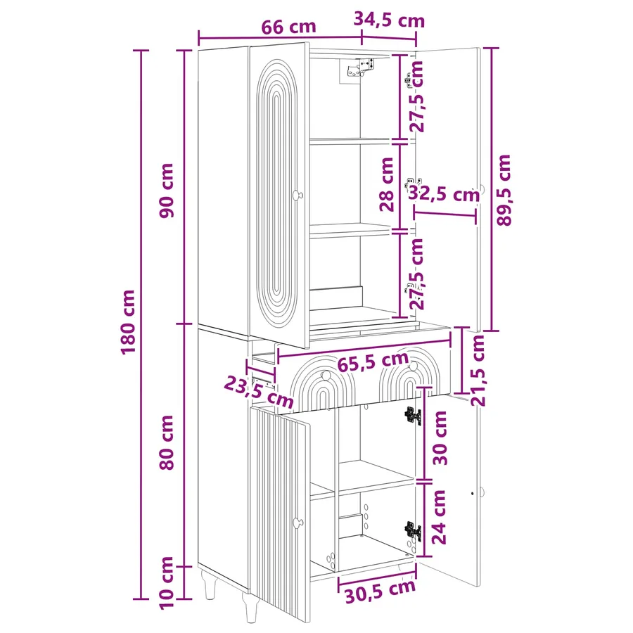 Ensemble de Meubles 2 pcs 66 x 34,5 x 90 cm Bois d'ingénierie - 9