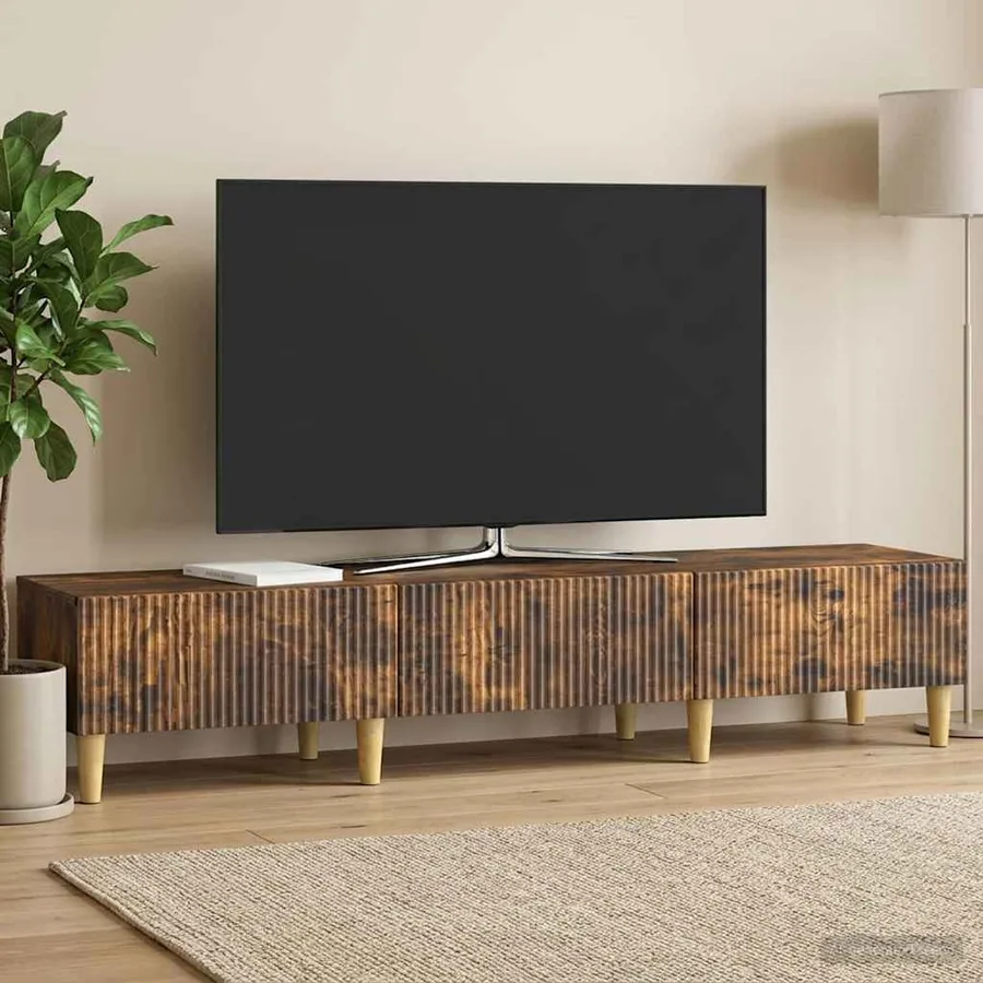 Meuble TV Chêne fumé 147 x 34,5 x 30 cm Bois d'ingénierie - 4