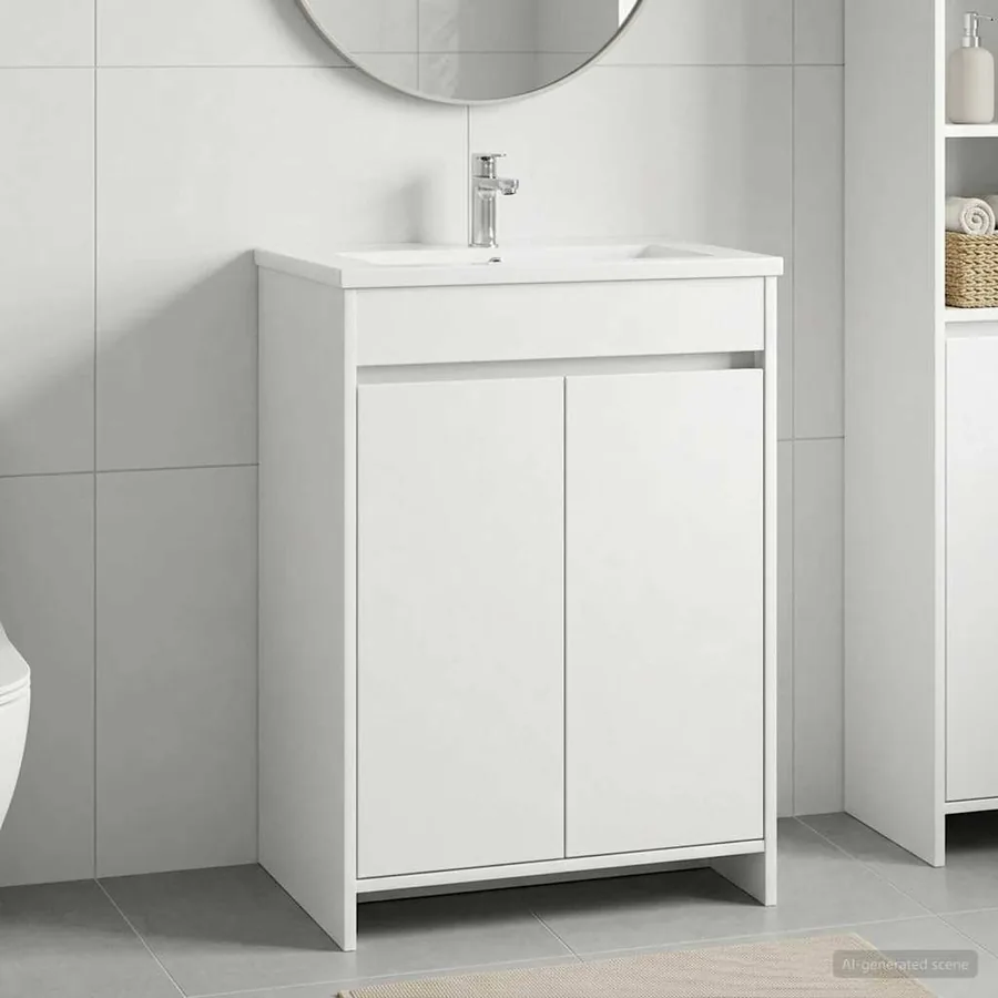 Meuble sous lavabo de salle de bain Blanc 56 x 37,5 x 81 cm