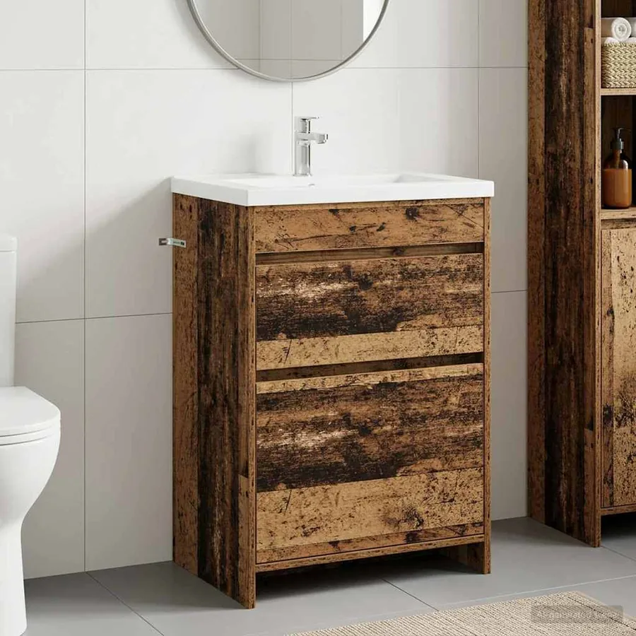 Meuble sous lavabo de salle de bain Bois ancien
