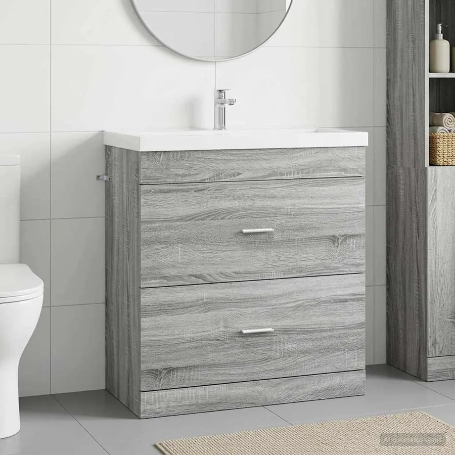 Meuble sous lavabo de salle de bain Sonoma gris