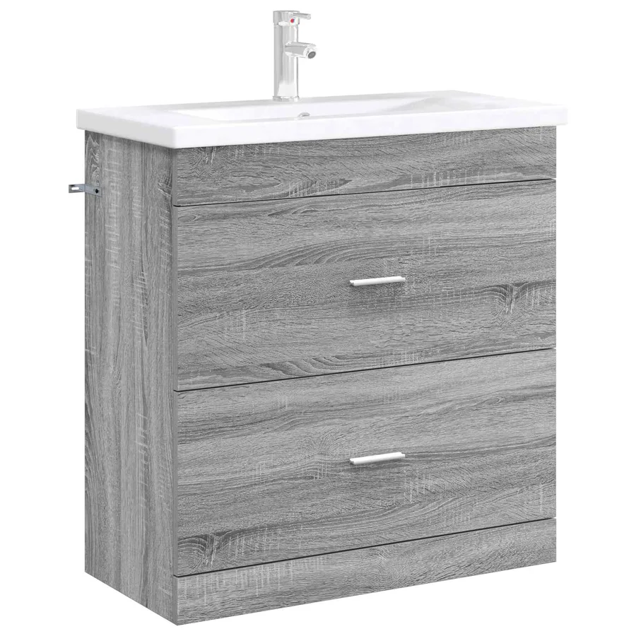Meuble sous lavabo de salle de bain Sonoma gris - 3