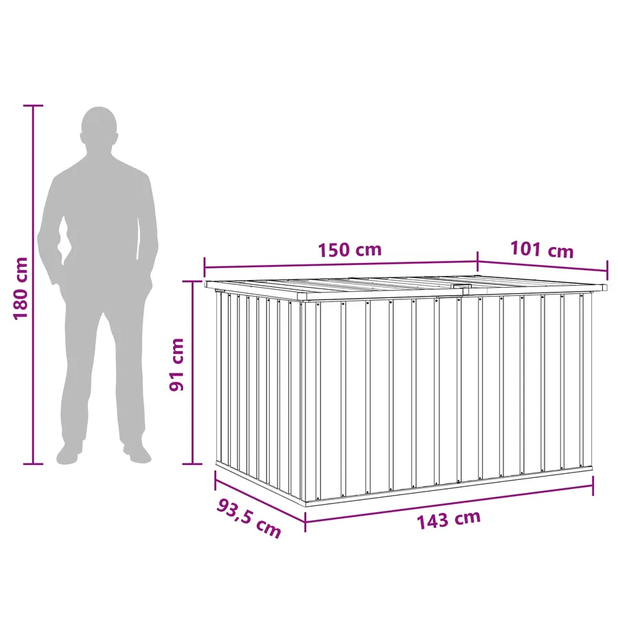 Boîte de Rangement Extérieure Acier galvanisé 150 x 101 x 91 cm - 7