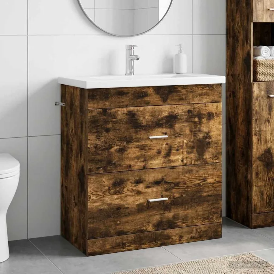 Ensemble de mobilier de salle de bain Chêne fumé
