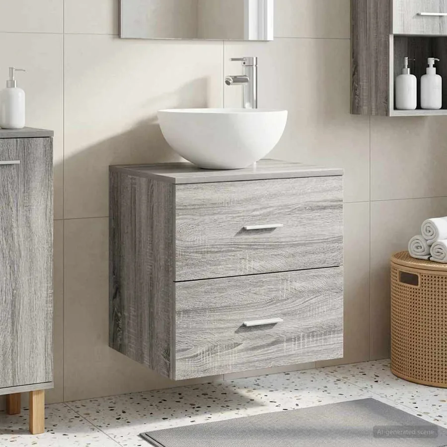 Meuble lavabo mural Sonoma gris 49,5 x 35 x 63 cm