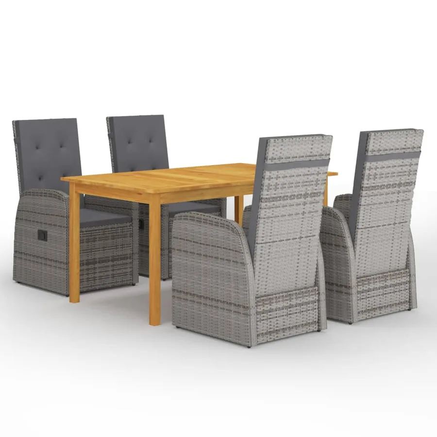 Garden Dining Set 5 pcs Grey