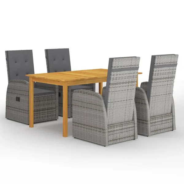 Garden Dining Set 5 pcs Grey