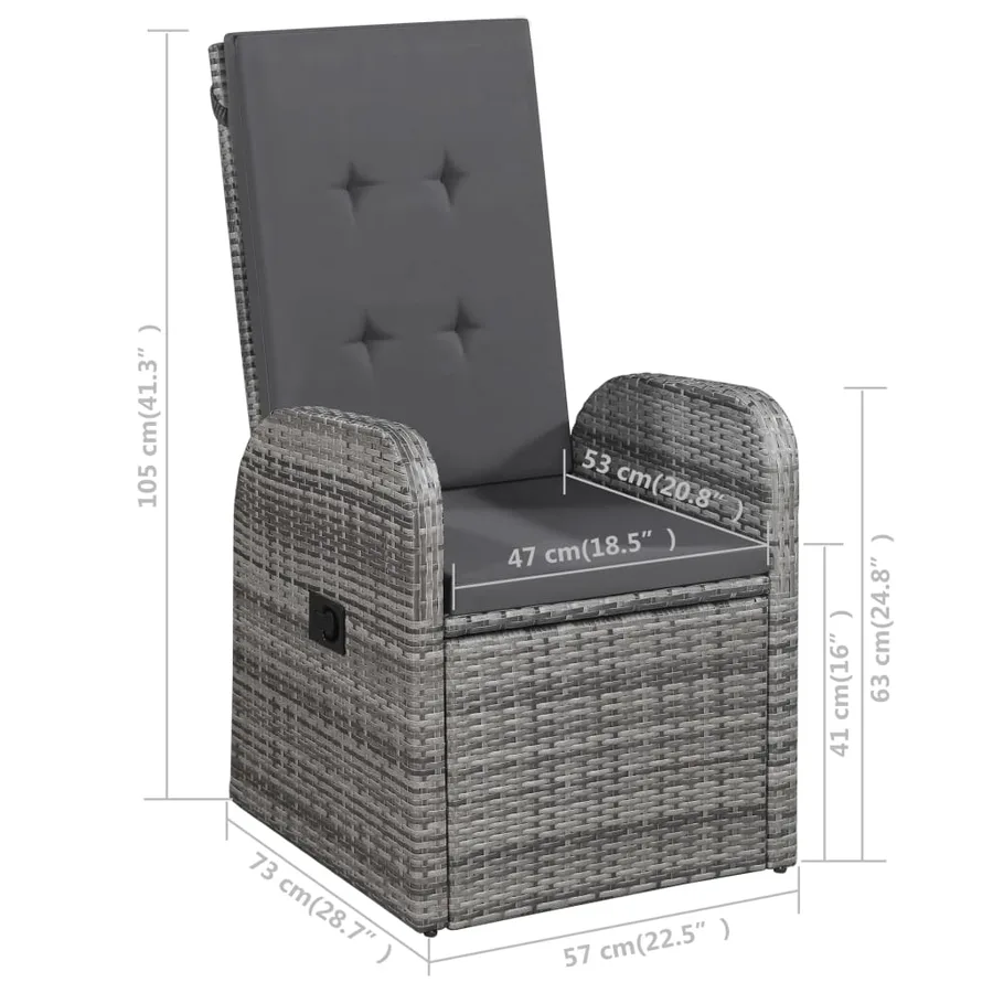 Ensemble à manger de jardin 5 pcs Gris - 13