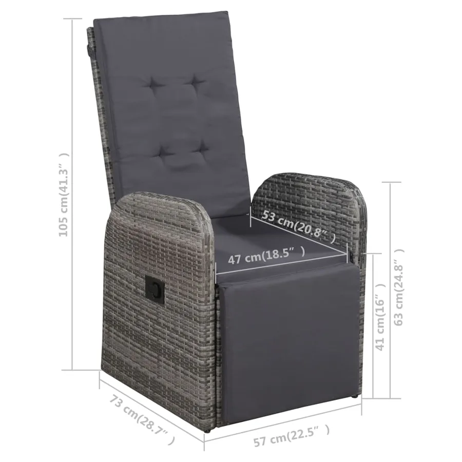 Ensemble à manger de jardin 5 pcs Gris - 14